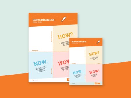 Innovatiematrix poster en keuzekaartje in de Ynnovate-huisstijl